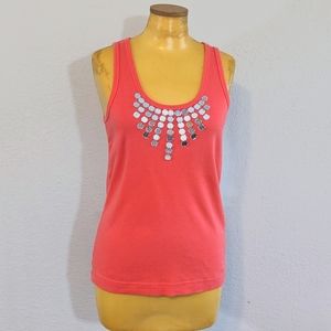 Tory Burch Salmon Cotton Mirror Tank Top